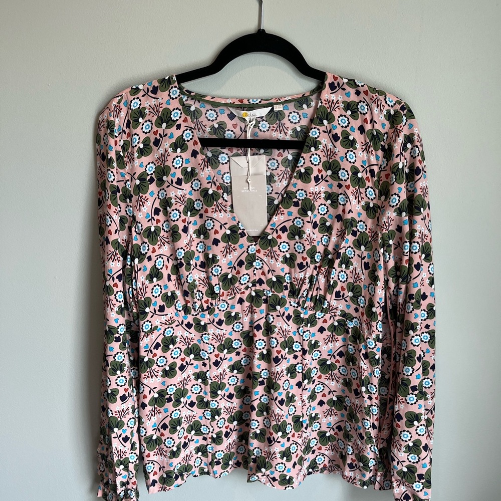 Boden Pink Floral Blouse - NWT
